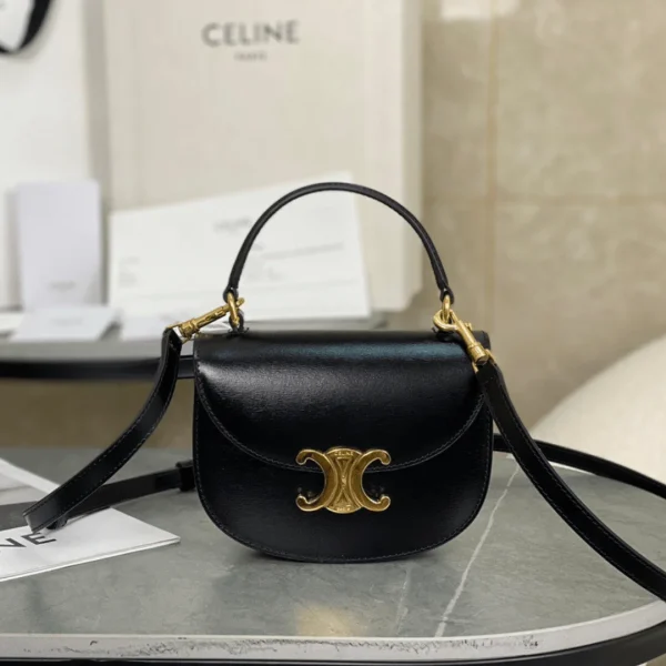 Modèle Céline anse coloris noir froissé cuir 15.5 × 11.5 × 5 cm — réplique