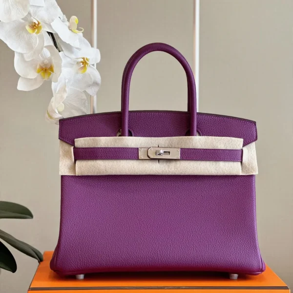Modèle HN Birkin 30 coloris violet finitions palladiées — réplique