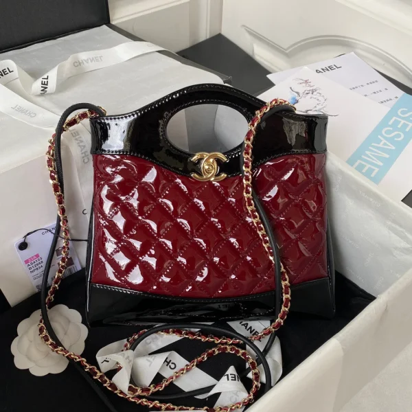 Cabas Chanel mini coloris rouge brillant cuir 31 cm — réplique