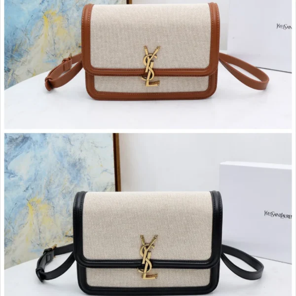Sac porté épaule Saint Laurent Solferino format moyen coton et cuir — réplique