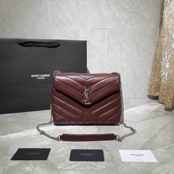 Sac YSSL Loulou petit format chaîne en Matelassé “Y” coloris bordeaux — réplique
