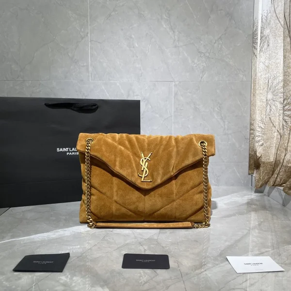 Sac porté épaule Saint Laurent Puffer Toy matelassé cuir-bordé daim — réplique