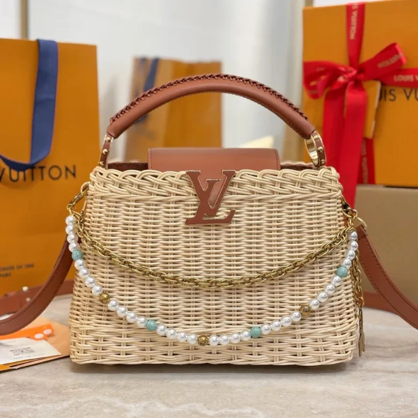 Sac à main Louis Vuitton Capucines BB coloris marron coloris beige — réplique
