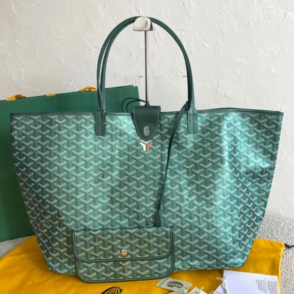 Cabas Goyard coloris vert Goyardine toile enduite et cuir Saint Louis GM — réplique