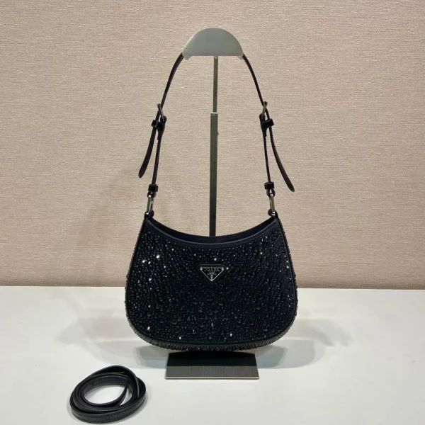 Sac porté épaule Prada Cleo cristal-orné — réplique
