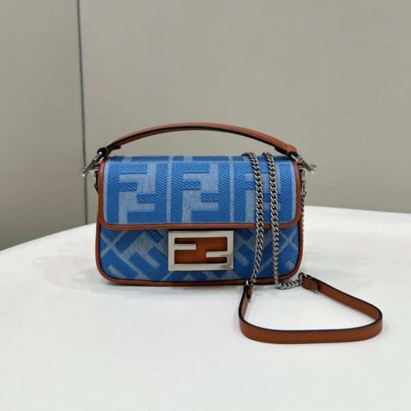 Fendi Baguette petit format Denim bleu — réplique
