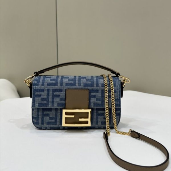 Fendi Baguette petit format Dark Bue Denim — réplique