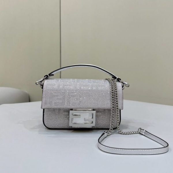 Fendi Baguette argenté Diamond — réplique