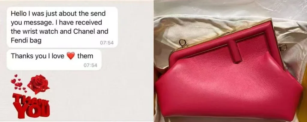 Photo et extrait d’échange au sujet de sacs