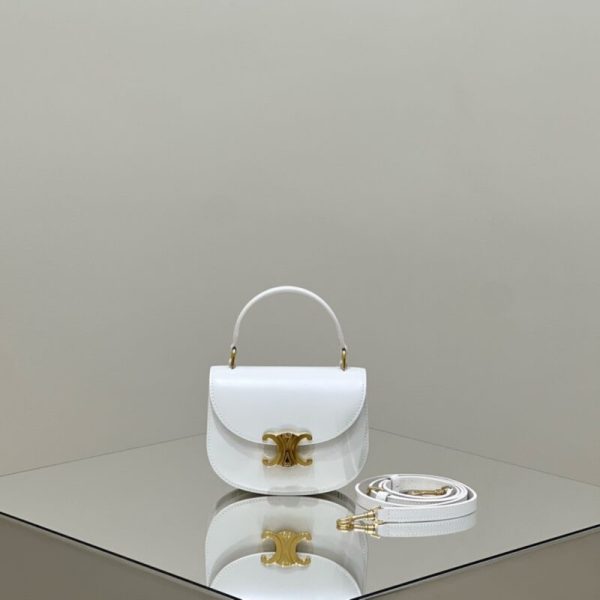 Celine Mini Triomphe blanc avec poignée — réplique