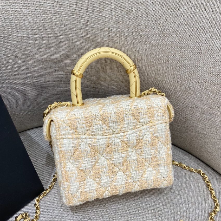 CHANEL Tweed Handle Crush petit format Apricot — réplique – Image 3