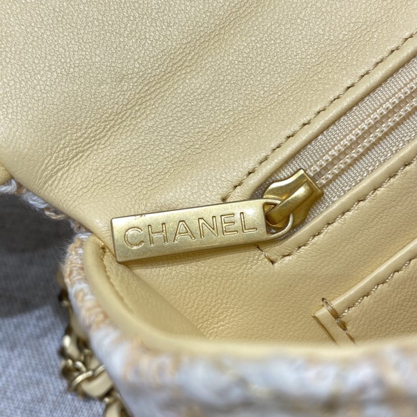 CHANEL Tweed Handle Crush petit format Apricot — réplique – Image 6