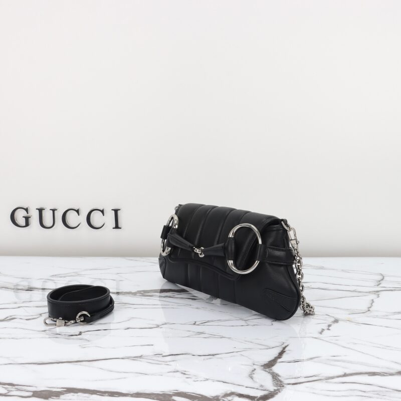Gucci Horsebit Chain sac porté épaule noir — réplique – Image 5