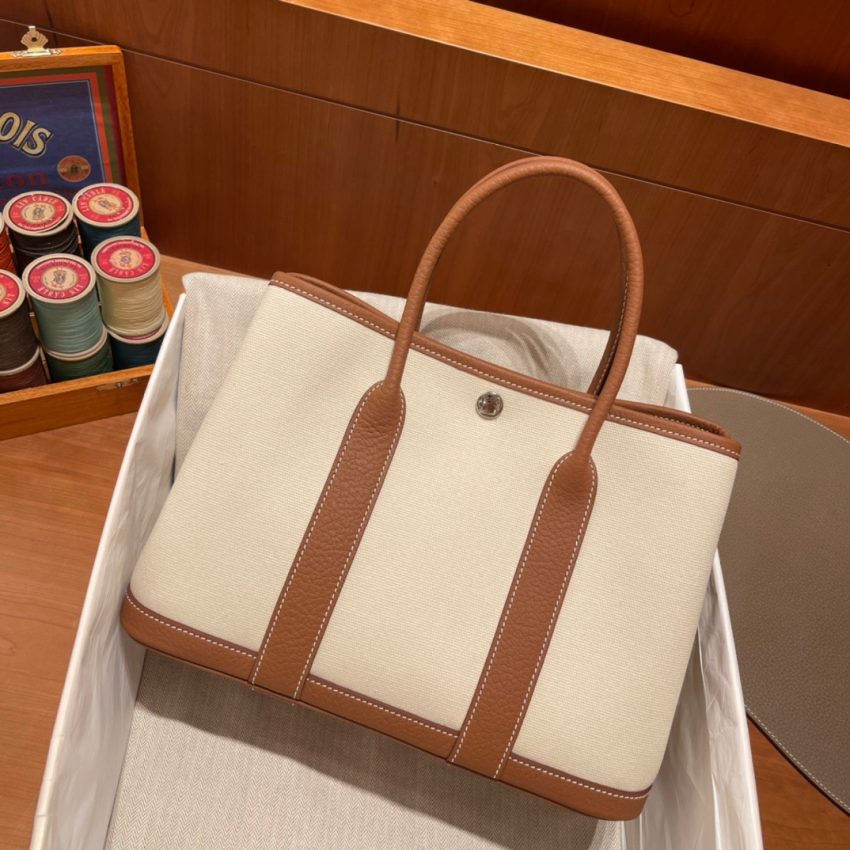 Hermès Garden Party 30Cm Beige toile — réplique – Image 5