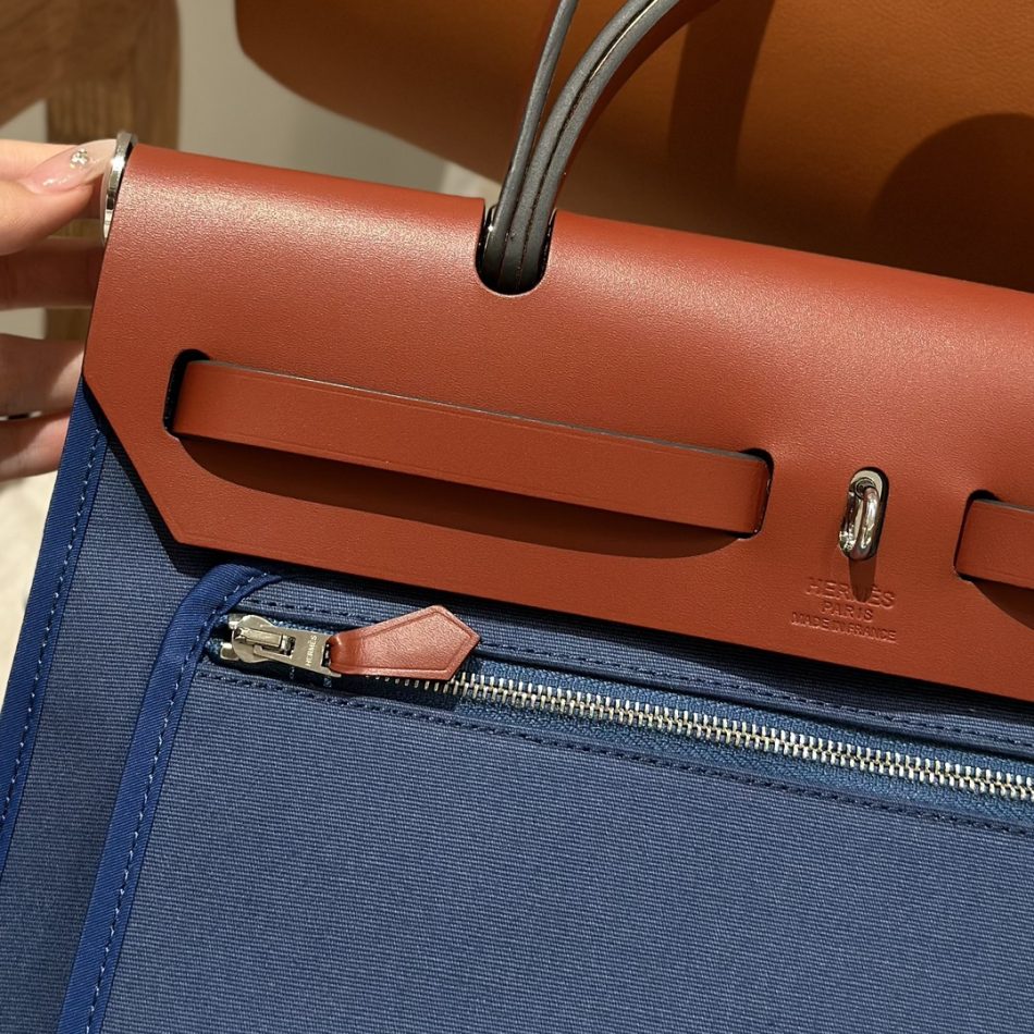 Hermès Herbag 31Cm bleu toile — réplique – Image 2