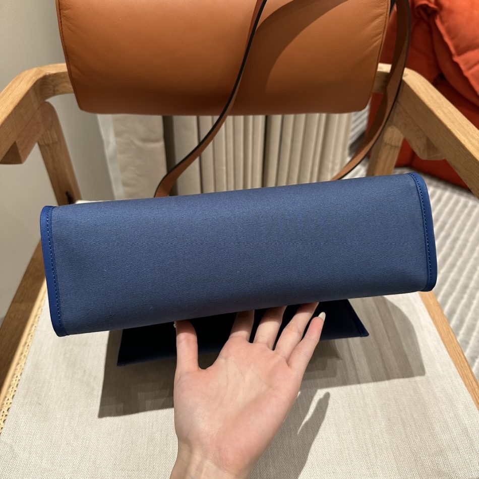 Hermès Herbag 31Cm bleu toile — réplique – Image 8