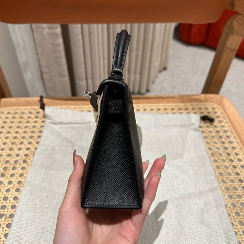 Hermès Kelly noir Epsom argenté — réplique – Image 3