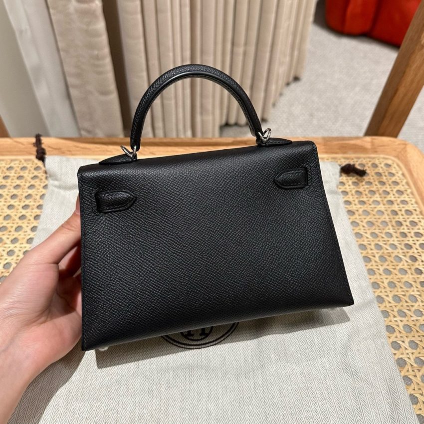 Hermès Kelly noir Epsom argenté — réplique – Image 4