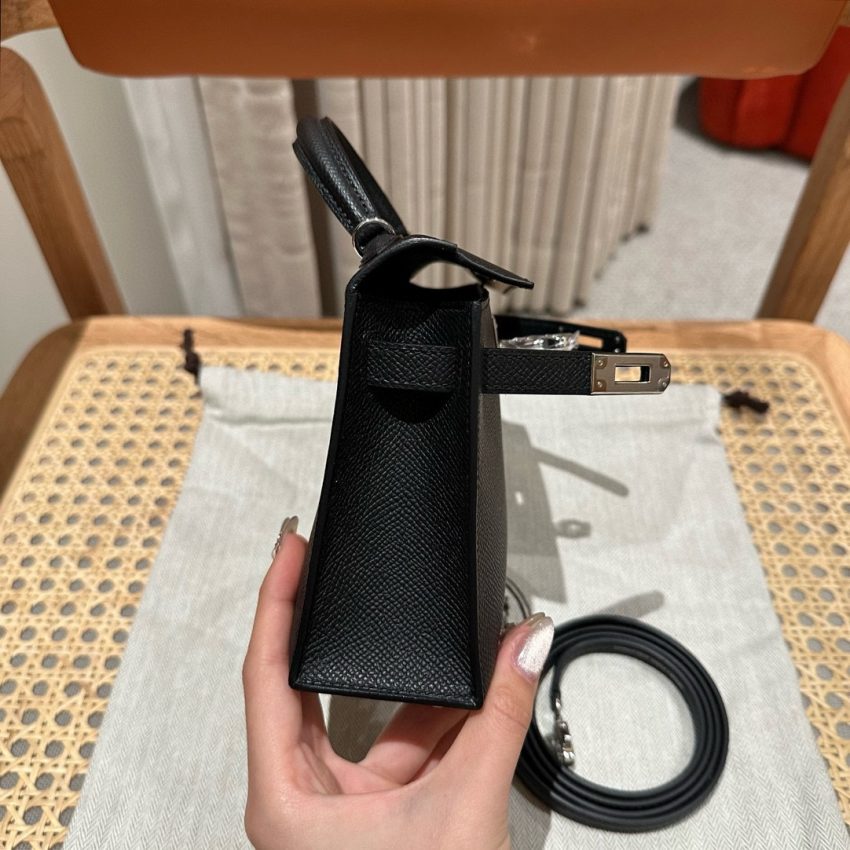 Hermès Kelly noir Epsom argenté — réplique – Image 5