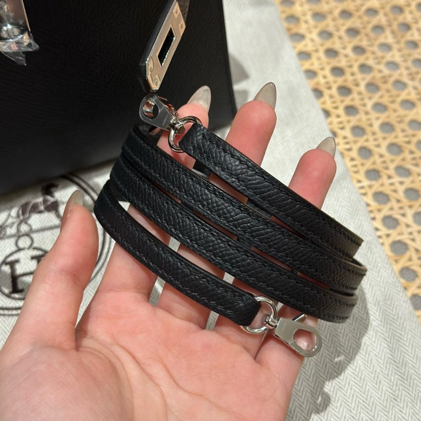 Hermès Kelly noir Epsom argenté — réplique – Image 7