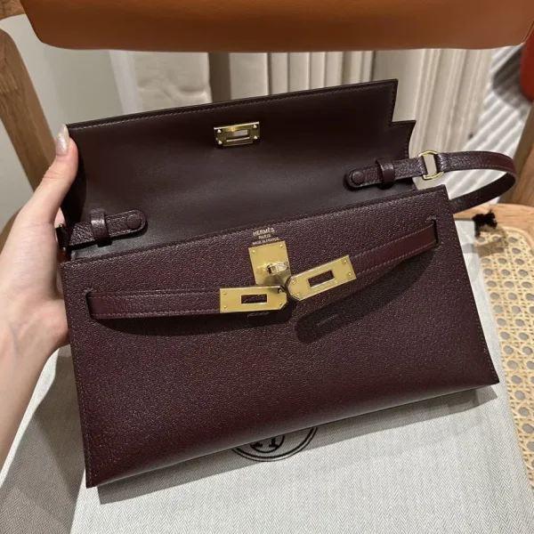 Hermès Kelly Rouge Box argenté — réplique