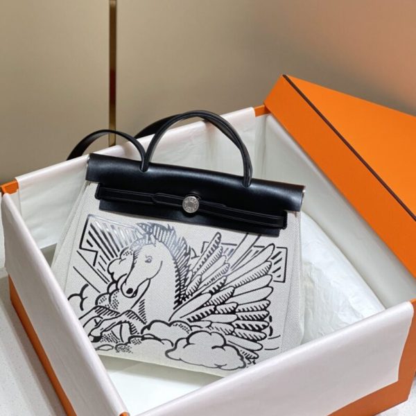 Hermès Herbag 31Cm noir Horse — réplique