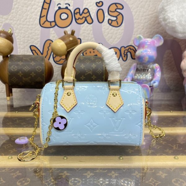 Louis Vuitton Speedy Nano bleu Patent — réplique