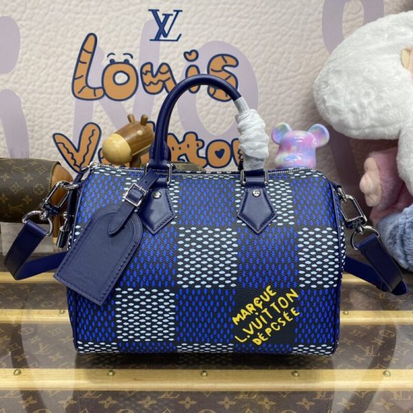 Louis Vuitton Speedy Bandouliere 25 bleu Grid — réplique