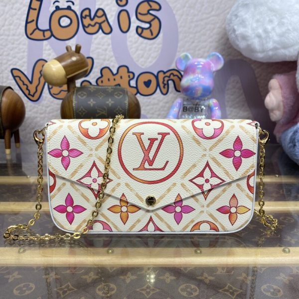 Louis Vuitton Félicie Pochette blanc Orange Flowers — réplique
