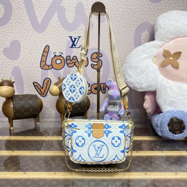 Pochette Multi Pochette Accessoires blanc et bleu — réplique Louis Vuitton
