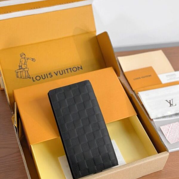 Louis Vuitton Brazza portefeuille noir Grid — réplique