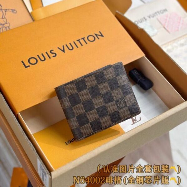 Louis Vuitton Slender portefeuille marron Grid — réplique