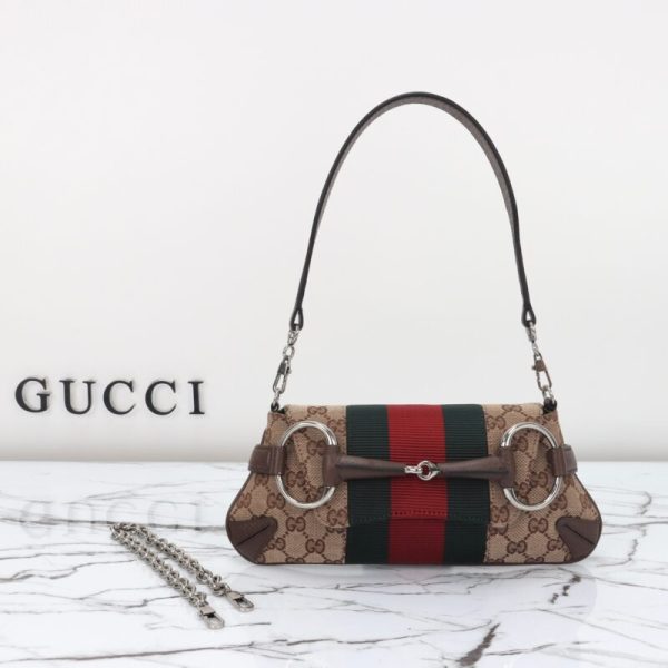 Gucci Horsebit Chain sac porté épaule marron — réplique