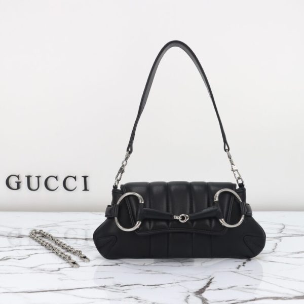 Gucci Horsebit Chain sac porté épaule noir — réplique