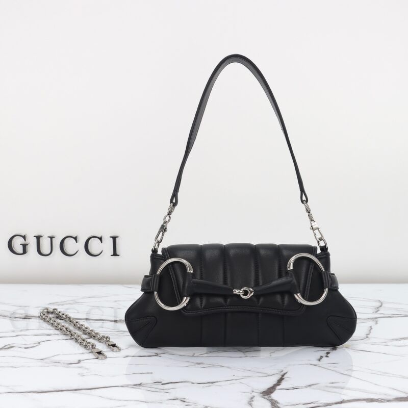 Gucci Horsebit Chain sac porté épaule noir — réplique
