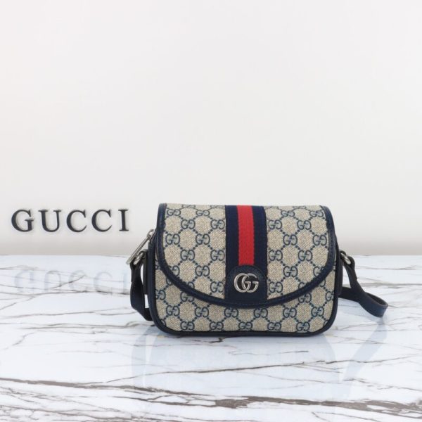 Gucci Gucci Ophidia GG sac porté épaule bleu — réplique