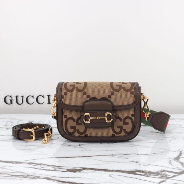 Gucci Horsebit 1955 Double G Mini marron toile — réplique