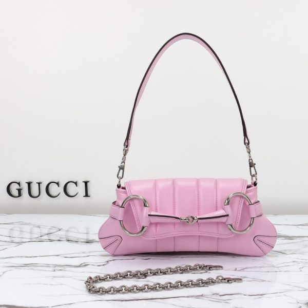 Gucci Horsebit Chain sac porté épaule rose — réplique