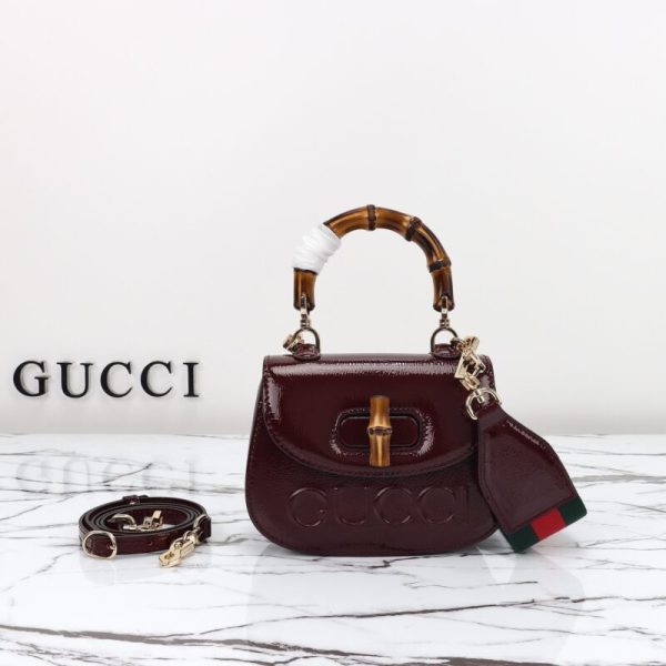 Gucci Bamboo 1947 Patent Bordeaux — réplique