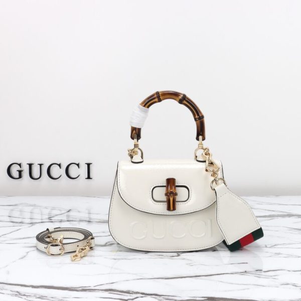 Gucci Bamboo 1947 Patent blanc — réplique