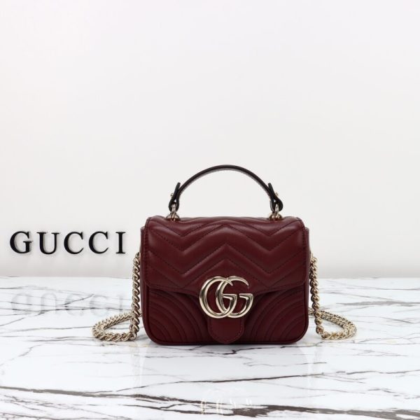 Gucci Marmont Mini avec poignée Bordeaux — réplique