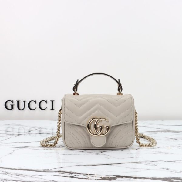 Gucci Marmont Mini avec poignée Beige — réplique