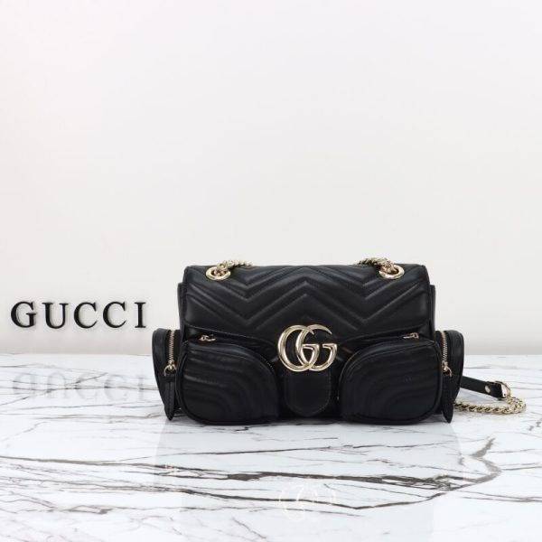 Gucci Marmont 2.0 GG sac porté épaule noir — réplique