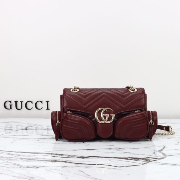 Gucci Marmont 2.0 GG sac porté épaule Bordeaux — réplique