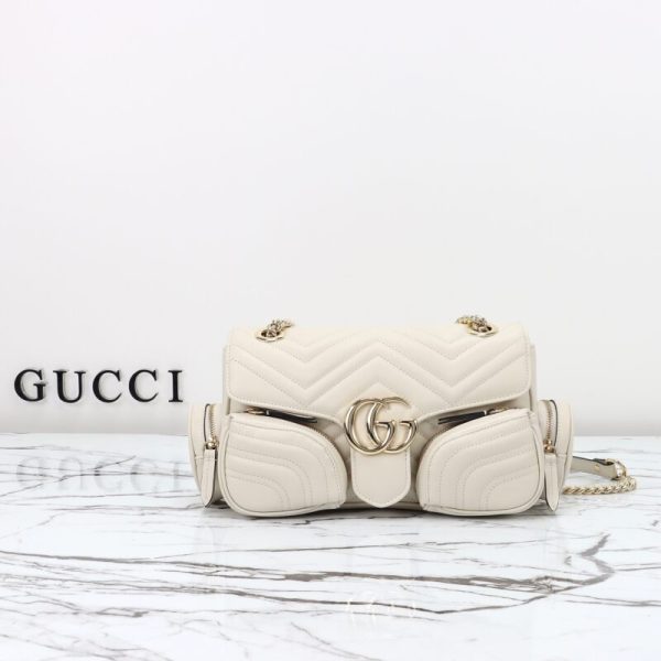 Gucci Marmont 2.0 GG sac porté épaule blanc — réplique