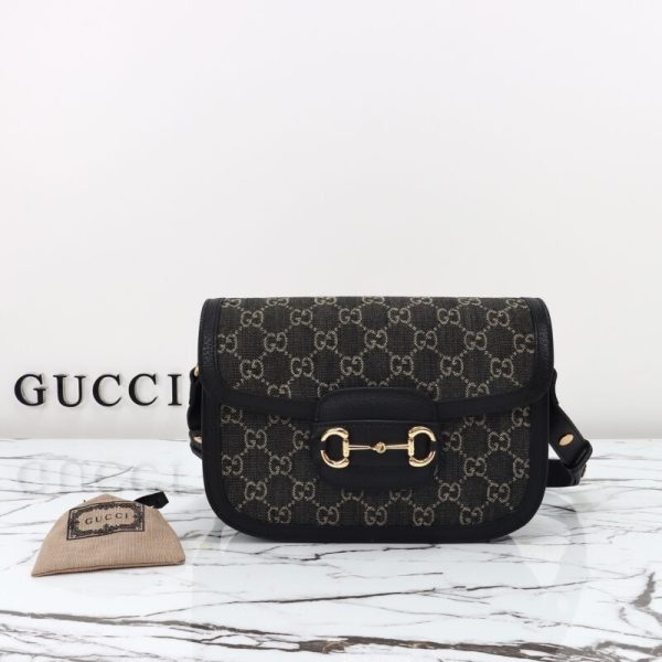 Gucci G 1955 Horsebit noir Denim — réplique