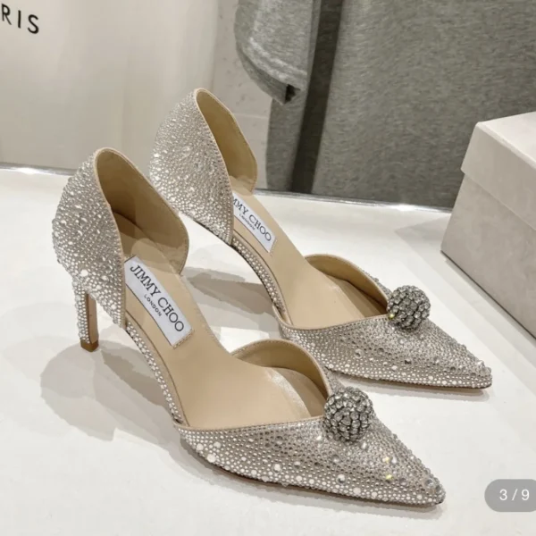 Escarpins Jimmy Choo argenté daim D’Orsay — réplique