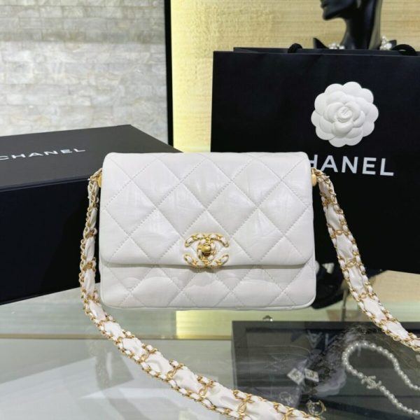 CHANEL 19 Mini Flap blanc sac — réplique