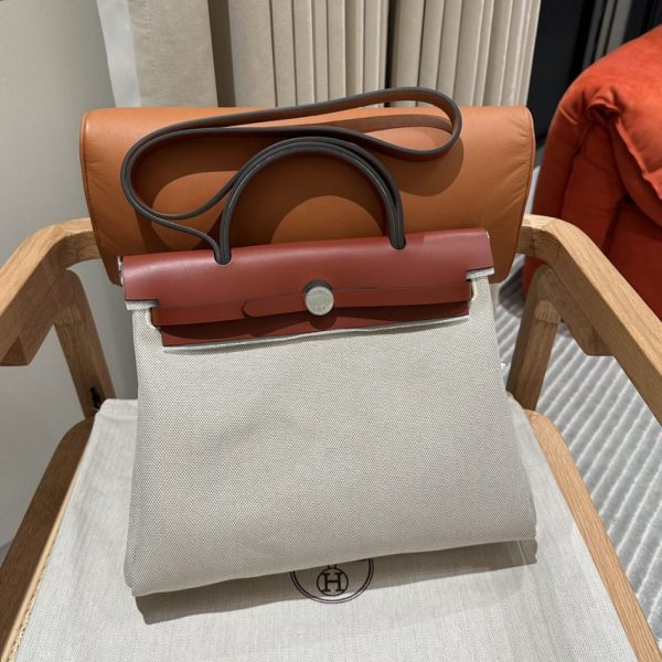 Hermès Herbag 31Cm Beige rouge — réplique
