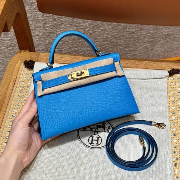 Hermès Kelly bleu Fruda Epsom — réplique